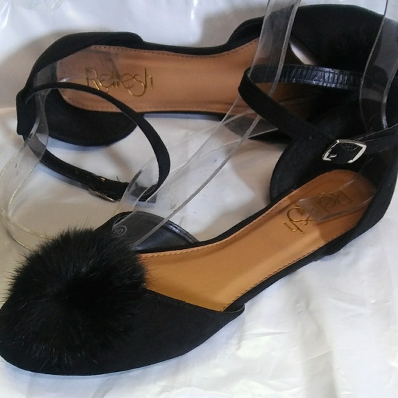 Refresh Shoes Fiona Womens Fur Pom Pom Ballet Flats Poshmark